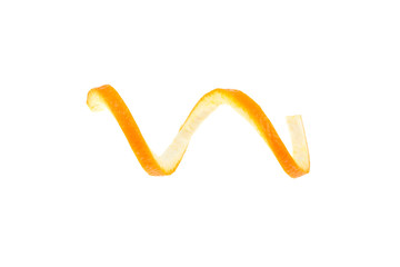 Orange zest isolated on a white background. Orange twist.