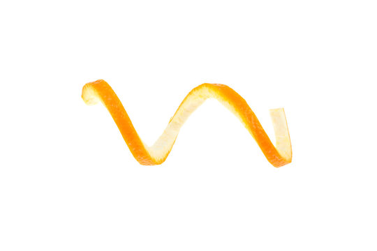 Orange zest isolated on a white background. Orange twist.