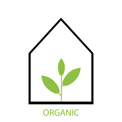 Eco Friendly organic house with green leaf icon
