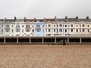 Row of houses from Hastings Beach, Hastings, United Kingdom