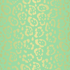 Jaguar spots Golden-green menthol, fashionable vector leopard skin, print, textile