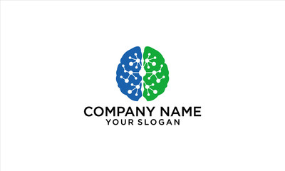combination of brain and digital logo design