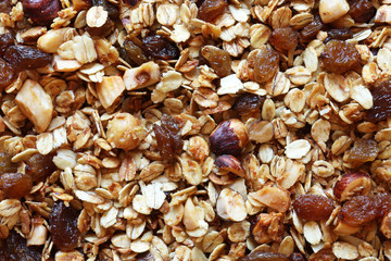Photography of just baked granola for food background