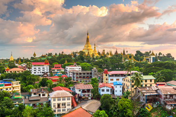 Yangon, Myanmar view of Shwedagon Pagoda