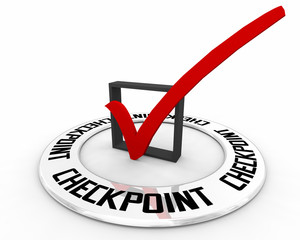 Checkpoint Test Examination Assessment Check Box Mark Point Location 3d Illustration - obrazy, fototapety, plakaty