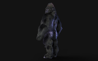 3d Illustration of a silverback gorilla on dark background with clipping path. © mrjo_7