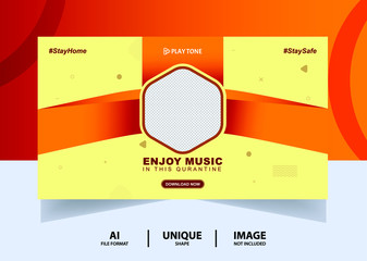 Orange color Enjoy Music web Banner Design