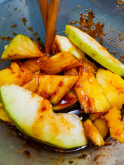 close up view of traditional Asian mixed fruit salad. Popular dishes in Malaysia and Indonesia