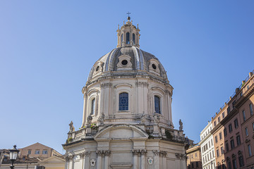 Fototapeta na wymiar Church of the Most Holy Name of Mary (1751) at the Trajan Forum - Roman Catholic Church in Rome, Italy.
