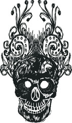 skull retro embroidery graphic design vector art