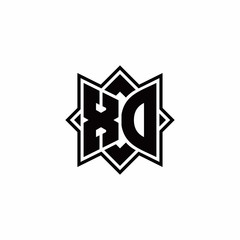 XD monogram logo with square rotate style outline