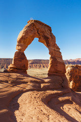 View of Delicate Arch, Arches National Park, Utah, USA.