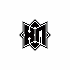 XQ monogram logo with square rotate style outline