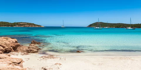 Foto op Plexiglas Palombaggia strand, Corsica Panoramic view of Rondinara beach in Corsica Island in France