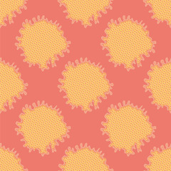 Abstract seamless vector pattern with circles and organic shapes in warm colors.