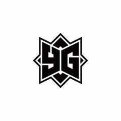 YG monogram logo with square rotate style outline
