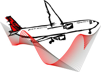 airplane and dotted background graphic design vector art