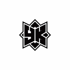 YK monogram logo with square rotate style outline