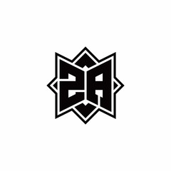 ZA monogram logo with square rotate style outline