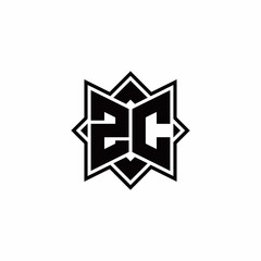 ZC monogram logo with square rotate style outline
