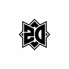 ZD monogram logo with square rotate style outline