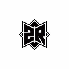 ZR monogram logo with square rotate style outline