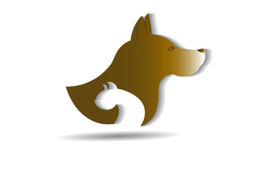 Logo dog and cat heads silhouettes id card veterinary business icon vector