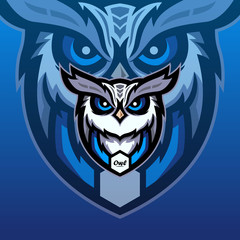 Owl Mascot Logo Design Illustration For Gaming Club. Owl Esport Logo