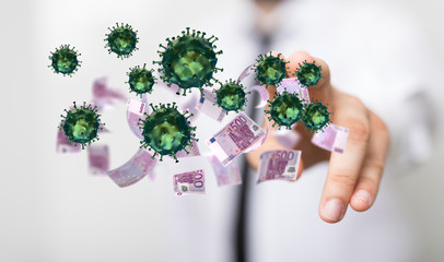 Financial stock graph has down from virus corona outbreak..