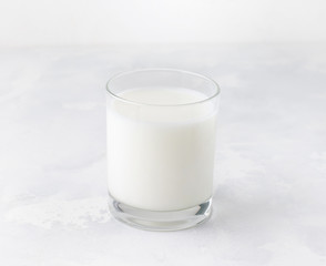 Kefir milk in a glass on a white background