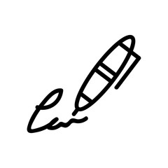 writing signature by pen icon vector. writing signature by pen sign. isolated contour symbol illustration