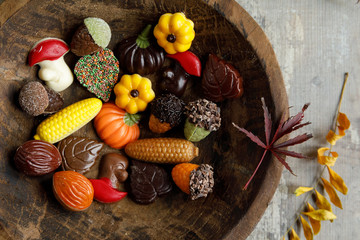 Autumn chocolate bonbon