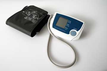 A Bluetooth blood pressure monitor used for home monitoring by health care services and hospitals to monitor patients