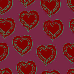 Abstract seamless pattern in the form of hearts.