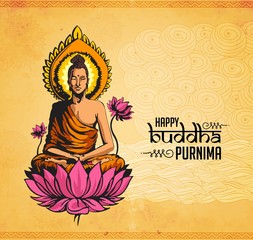 Obraz na płótnie Canvas Illustration Of Buddha Purnima Background.with nice and creative design
