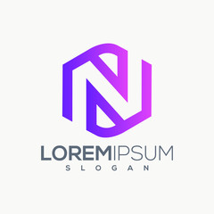 Letter N Logo design vector template. Font Lines Logotype