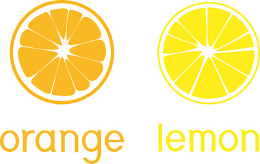 Stylized orange and lemon slice with title. 