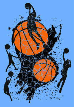 College Basketball grunge background print embroidery graphic design vector art