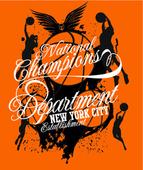 College Basketball grunge background print embroidery graphic design vector art