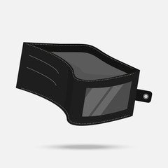 Black empty wallet. Bankruptcy concept. Vector illustration Isolated on a white background.