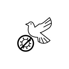 freedom coronavirus, bird line illustration icon on white background