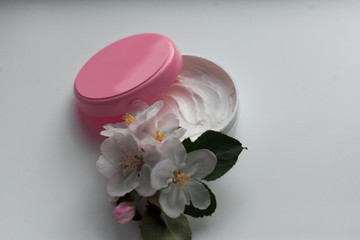 Natural cream for body care from white petals. Healthy and beautiful skin at any age.