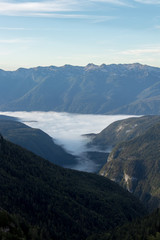 Bohinj valley covered in early mist