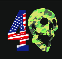Camouflage skull print and embroidery graphic design vector art