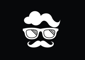 geek nerd vector logo design template,