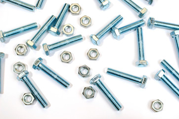 nuts and bolts isolated on white background