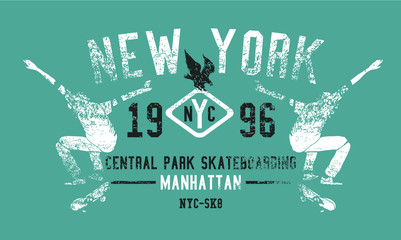 Brooklyn skateboarder print and embroidery graphic design vector art © a1vector
