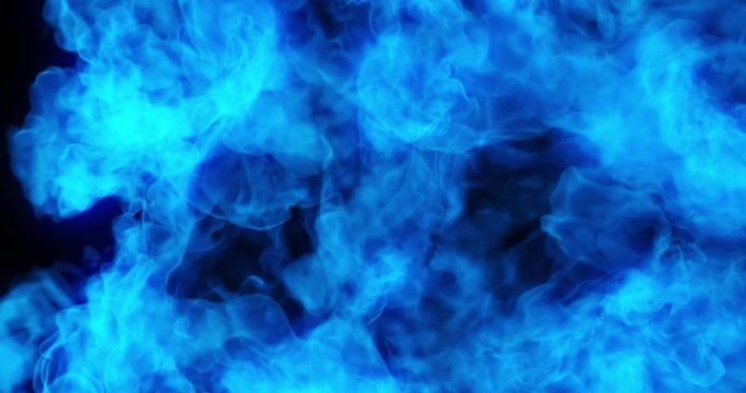 4K Abstract motion background of Blue flames, burning heat, dancing fire forming in wave flow seamless loop. energy waves and simulated inferno, flames. Seamless loop. 3D rendering