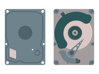 Flat vector illustration: hard drive. HDD.
