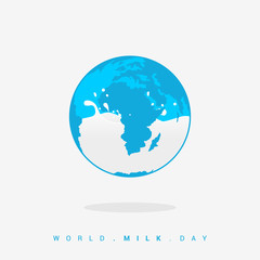 The Earth with Milk water vector Illustration